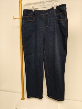 Time and Tru Dark Blue Straight Leg Pull On Jeans Womens XL 16-18 RN 52469